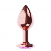Пробка цвета розового золота с лиловым кристаллом Diamond Quartz Shine L - 8,3 см. - Lola Games - купить с доставкой в Челябинске