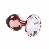 Пробка цвета розового золота с прозрачным кристаллом Diamond Moonstone Shine L - 8,3 см. - Lola Games - купить с доставкой в Челябинске