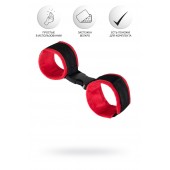 Красно-черные велюровые наручники Anonymo - ToyFa - купить с доставкой в Челябинске