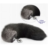 Серебристая анальная пробка с хвостом - Sitabella