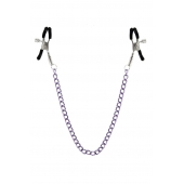 Зажимы для сосков с фиолетовой цепочкой Sweet Caress Nipple Chain - Sweet Caress - купить с доставкой в Челябинске