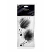 Зажимы на соски с черными пуховыми кисточками Sweet Caress Feather Nipple Clumps - Sweet Caress - купить с доставкой в Челябинске