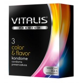 Цветные ароматизированные презервативы VITALIS PREMIUM color   flavor - 3 шт. - Vitalis - купить с доставкой в Челябинске