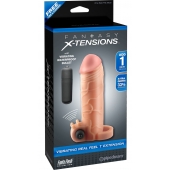 Телесная вибронасадка с кольцом  Vibrating Real Feel 1 Extension - 14 см. - Pipedream - в Челябинске купить с доставкой