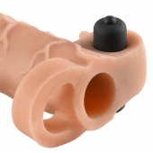 Телесная вибронасадка с кольцом Vibrating Real Feel 2 Extension - 16 см. - Pipedream - в Челябинске купить с доставкой