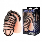 Черная металлическая клетка с замком Deluxe Chastity Cage - BlueLine - купить с доставкой в Челябинске