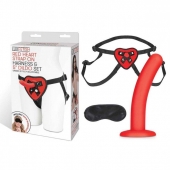 Красный поясной фаллоимитатор Red Heart Strap on Harness   5in Dildo Set - 12,25 см. - Lux Fetish - купить с доставкой в Челябинске
