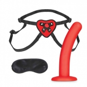 Красный поясной фаллоимитатор Red Heart Strap on Harness   5in Dildo Set - 12,25 см. - Lux Fetish - купить с доставкой в Челябинске