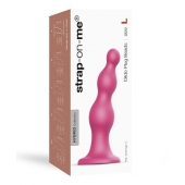 Розовая насадка Strap-On-Me Dildo Plug Beads size L - Strap-on-me - купить с доставкой в Челябинске
