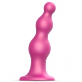 Розовая насадка Strap-On-Me Dildo Plug Beads size L - Strap-on-me - купить с доставкой в Челябинске
