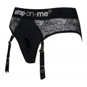 Черные трусики для насадок Diva Lingerie Harness - size S - Strap-on-me - купить с доставкой в Челябинске