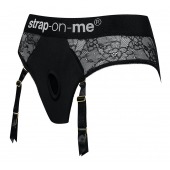 Черные трусики для насадок Diva Lingerie Harness - size L - Strap-on-me - купить с доставкой в Челябинске