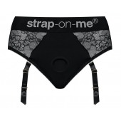 Черные трусики для насадок Diva Lingerie Harness - size L - Strap-on-me - купить с доставкой в Челябинске