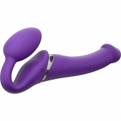 Фиолетовый безремневой вибрострапон Vibrating Bendable Strap-On - size L - Strap-on-me - купить с доставкой в Челябинске