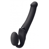 Черный безремневой вибрострапон Silicone Bendable Strap-On - size XL - Strap-on-me - купить с доставкой в Челябинске