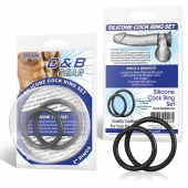 Набор из двух черных силиконовых колец разного диаметра SILICONE COCK RING SET - BlueLine - в Челябинске купить с доставкой