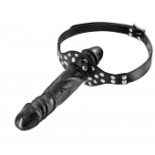 Черный кляп-фаллоимитатор Double Penis Gag - Fetish Tentation - купить с доставкой в Челябинске