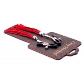 Металлические зажимы на соски с красными замшевыми кисточками - Crazy Handmade - купить с доставкой в Челябинске