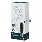 Черный мастурбатор с вибрацией Power Masturbator - Satisfyer - в Челябинске купить с доставкой