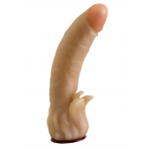 Телесная гелевая насадка-фаллос с клиторальными лепестками - 18,5 см. - LOVETOY (А-Полимер) - купить с доставкой в Челябинске