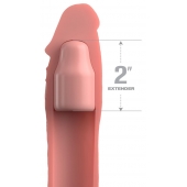 Телесная насадка-удлинитель 2 Inch Silicone X-tension with Strap - 20,3 см. - Pipedream - в Челябинске купить с доставкой