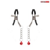 Серебристые зажимы на соски с шариками на цепочках - Notabu - купить с доставкой в Челябинске