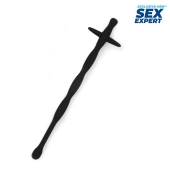 Черный силиконовый уретральный стимулятор - 15 см. - Sex Expert - купить с доставкой в Челябинске