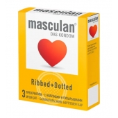 Презервативы с колечками и пупырышками Masculan Ribbed+Dotted - 3 шт. - Masculan - купить с доставкой в Челябинске