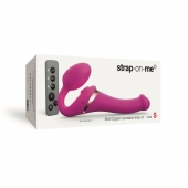 Ярко-розовый безремневой страпон Multi Orgasm Size S с клиторальной стимуляцией - Strap-on-me - купить с доставкой в Челябинске