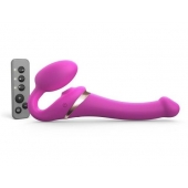 Ярко-розовый безремневой страпон Multi Orgasm Size S с клиторальной стимуляцией - Strap-on-me - купить с доставкой в Челябинске
