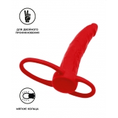 Красная насадка на пенис для двойного проникновения Black Red - 16,5 см. - ToyFa - купить с доставкой в Челябинске