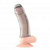 Текстурированная насадка на пенис Clear Textured Penis Enhancing Sleeve Extension - 16,5 см. - BlueLine - в Челябинске купить с доставкой