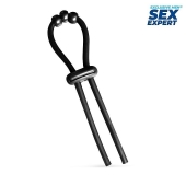 Черное эрекционное кольцо со стимулирующими бусинами - Sex Expert - в Челябинске купить с доставкой