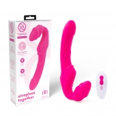 Розовый безремневой страпон на радиоуправлении Strapless Together - 22 см. - Together Toy - купить с доставкой в Челябинске
