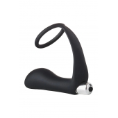 Черное эрекционное кольцо с вибропробкой Vibrating Anal Plug With Cockring - Dream Toys - в Челябинске купить с доставкой