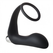Черное эрекционное кольцо с вибропробкой Vibrating Anal Plug With Cockring - Dream Toys - в Челябинске купить с доставкой