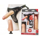 Телесный страпон Harness LESBI с вагинальной пробкой - 16,5 см. - LOVETOY (А-Полимер) - купить с доставкой в Челябинске