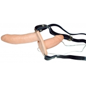Телесный женский страпон с вагинальной пробкой Strap-On Duo - 15 см. - Orion - купить с доставкой в Челябинске