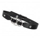 Черный кожаный ошейник со связанными кольцами - Pecado - купить с доставкой в Челябинске