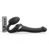 Черный безремневой страпон Multi Orgasm Size S с клиторальной стимуляцией - Strap-on-me - купить с доставкой в Челябинске