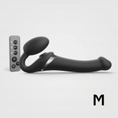 Черный безремневой страпон Multi Orgasm Size M с клиторальной стимуляцией - Strap-on-me - купить с доставкой в Челябинске