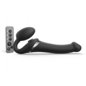 Черный безремневой страпон Multi Orgasm Size M с клиторальной стимуляцией - Strap-on-me - купить с доставкой в Челябинске