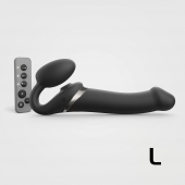 Черный безремневой страпон Multi Orgasm Size L с клиторальной стимуляцией - Strap-on-me - купить с доставкой в Челябинске