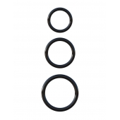 Набор из трех черных эрекционных колец Silicone 3-Ring Stamina Set - Pipedream - в Челябинске купить с доставкой