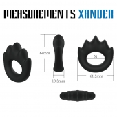 Черное эрекционное кольцо с массажными гребнями Rooster Xander - Velv or - в Челябинске купить с доставкой