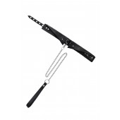 Черный кожаный ошейник-воротник с поводком - Pecado - купить с доставкой в Челябинске