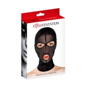 Черная сетчатая маска на голову с отверстиями для глаз и рта - Fetish Tentation - купить с доставкой в Челябинске