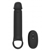 Черная насадка-удлинитель с вибрацией Vibrating Extender With Remote - Dream Toys - в Челябинске купить с доставкой