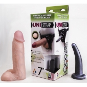 Страпон-унисекс с двумя насадками UNI strap 7  Harness - 19 и 16 см. - LOVETOY (А-Полимер) - купить с доставкой в Челябинске
