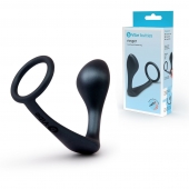Черное эрекционное кольцо со стимулятором простаты Ringer Cock Ring   Plug - b-Vibe - в Челябинске купить с доставкой